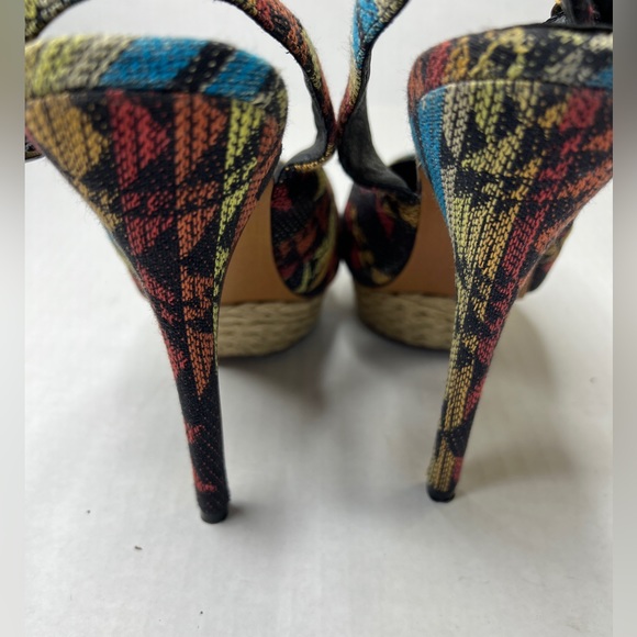 Naughty Monkey Overboard Geometric Print Platform Slingback Heel Size 9.5 - Picture 5 of 10